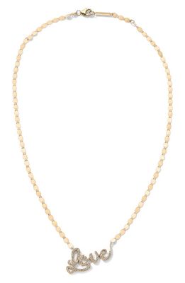 Lana Flawless Cursive Diamond Love Pendant Necklace in Yellow
