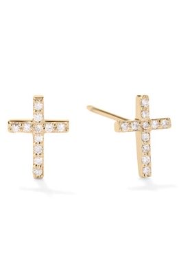 Lana Flawless Mini Cross Diamond Stud Earrings in Yellow