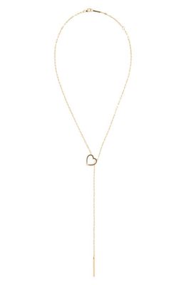 Lana Gloss Heart Pendant Lariat Necklace in Yellow Gold