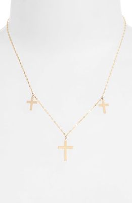 Lana Jewelry Bond Triple Cross Charm Necklace in Yellow Gold