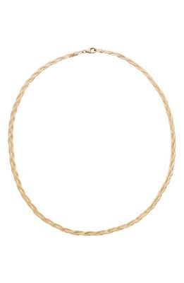 Lana Jewelry City Braided Herringbone Chain Necklace in Yellow Gold