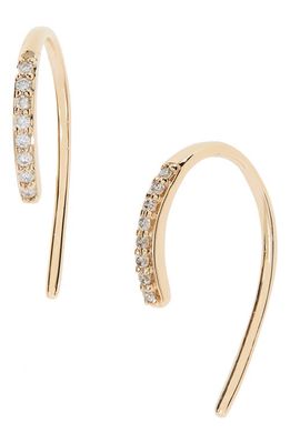 Lana Jewelry Hooked On Diamond Hoop Earrings in Yellow Gold