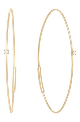 Lana Jewelry Small Wire Diamond Oval Hoop Threader Earrings in Yg
