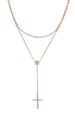 Lana Layered Cross Pendant Y-Necklace in Rose Gold