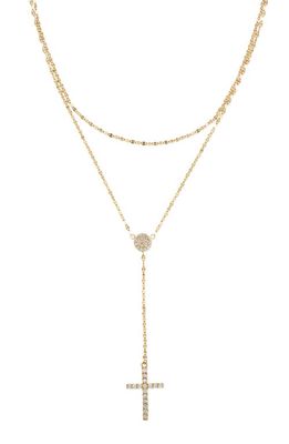 Lana Layered Diamond Cross Pendant Y-Necklace in Yellow Gold