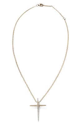 Lana Skinny Diamond Cross Pendant Necklace in Yellow Gold