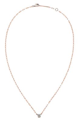 Lana Solo Round Diamond Pendant Necklace in Rose Gold