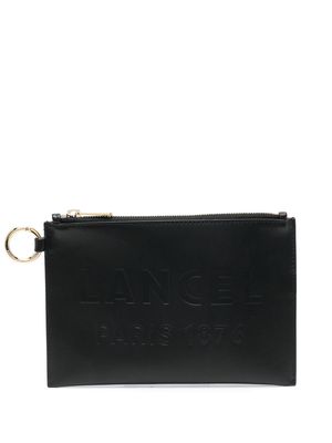 Lancel logo-debossed leather clutch bag - Black