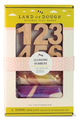 LAND OF DOUGH Learning Numbers Wooden Tool & Sculpting Dough Set in Beige Multi
