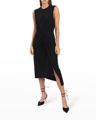 Landry Knit Front-Twist Midi Dress
