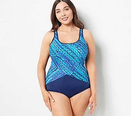 Lands' End Petite Scoop-Neck Tugless One Piece Swimsuit