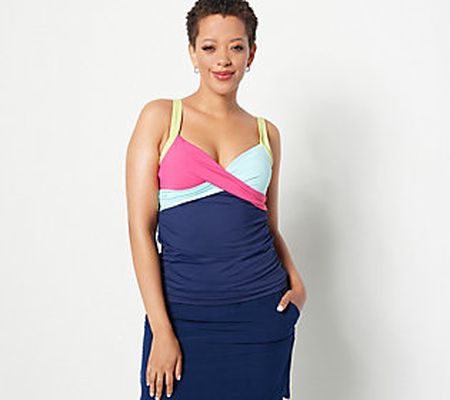 Lands' End V-Neck Wrap Underwire Tankini Top