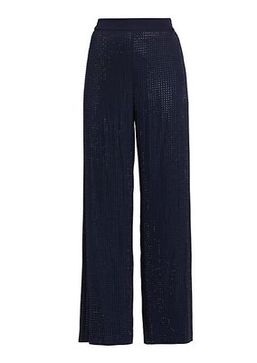 Lane Embellished Silk-Blend Wide-Leg Pants