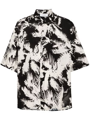 Laneus abstract-print bowling shirt - Black