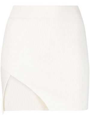 Laneus asymmetric cotton-blend ribbed-knit miniskirt - Neutrals