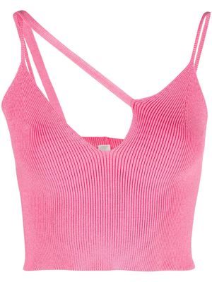Laneus asymmetric knitted top - Pink