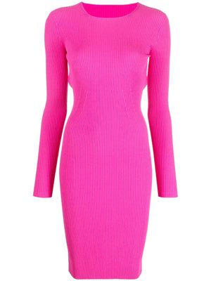 Laneus backless ribbed-knit dress - Pink