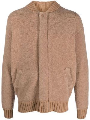 Laneus baseball-collar wool-blend cardigan - Brown