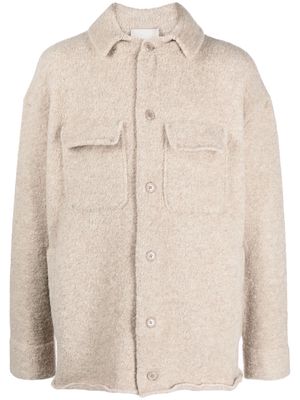 Laneus bouclé-effect button-up overshirt coat - Neutrals