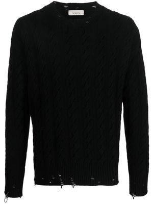 Laneus cable-knit crew neck sweater - Black