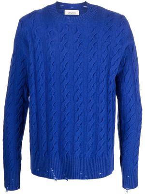 Laneus cable-knit crew neck sweater - Blue