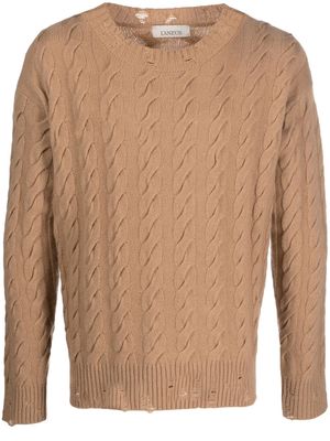 Laneus cable-knit crew neck sweater - Neutrals