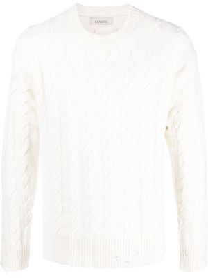 LANEUS cable-knit distressed jumper - White