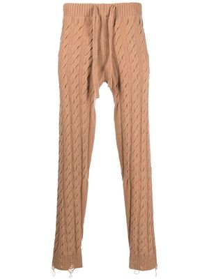 Laneus cable-knit drawstring trousers - Brown