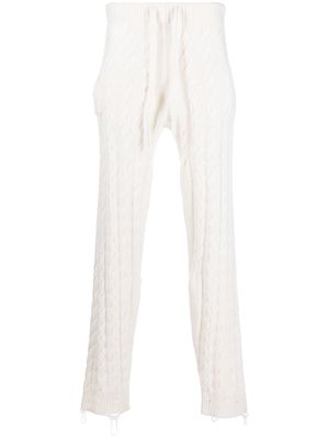 Laneus cable-knit drawstring trousers - Neutrals