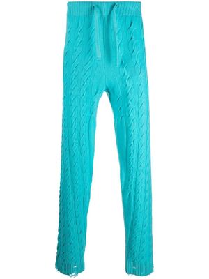 Laneus camel-knit drawstring trousers - Blue