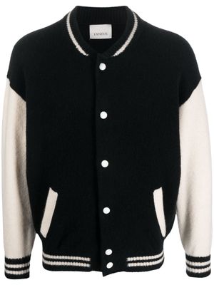 Laneus colour-block cashmere-blend bomber jacket - Black