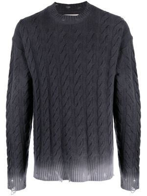 Laneus distressed cable-knit jumper - Grey