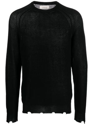 Laneus distressed-effect ribbed-knit jumper - Black