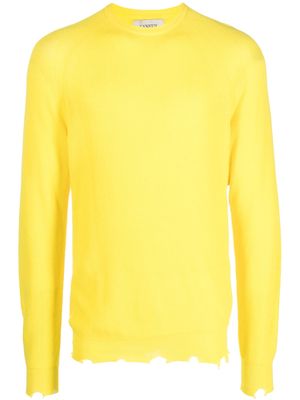 Laneus distressed-effect ribbed-knit jumper - Yellow