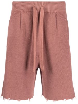 Laneus drawstring-waistband knee-length shorts - Brown