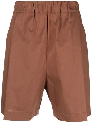 Laneus embroidered-logo cotton shorts - Brown