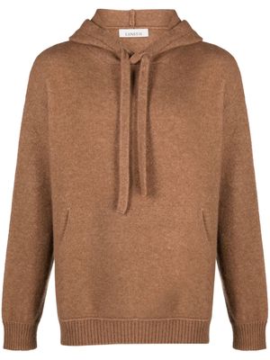 Laneus fine-knit long-sleeved hoodie - Brown