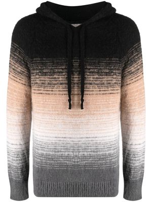 Laneus gradient-effect knitted hoodie - Black