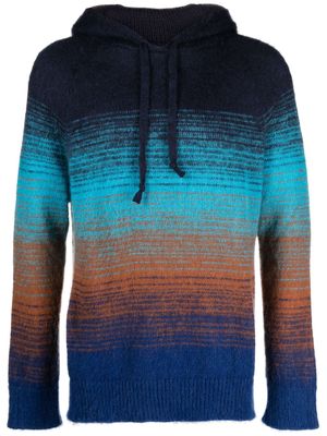 Laneus gradient-effect knitted hoodie - Blue