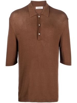 Laneus half-sleeve knitted polo shirt - Brown