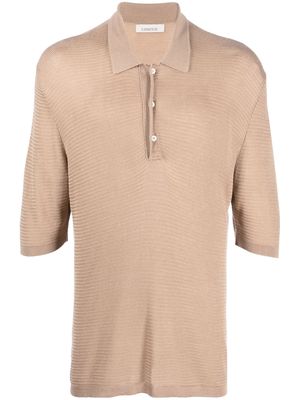Laneus half-sleeve knitted polo shirt - Neutrals