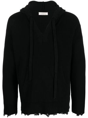 Laneus knitted drawstring hoodie - Black