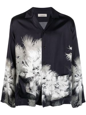 Laneus long-sleeve palm tree-print shirt - Black