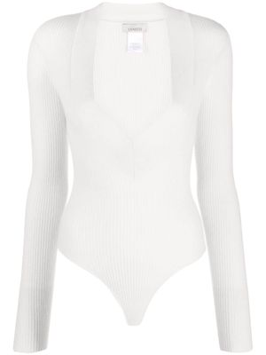 Laneus long-sleeve V-neck bodysuit - White