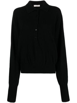 Laneus long-sleeve wool polo shirt - Black