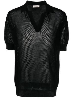 Laneus mesh short-sleeved polo shirt - Black