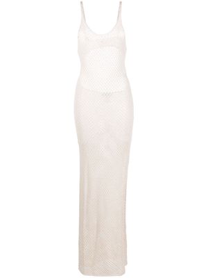 Laneus open-knit backless long dress - White