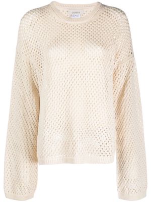 Laneus open-knit cotton sweatshirt - Neutrals