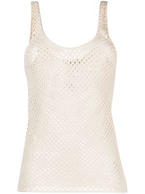 Laneus open-knit cotton tank top - Neutrals