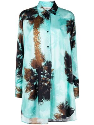 Laneus oversized palm tree-print shirt - Blue